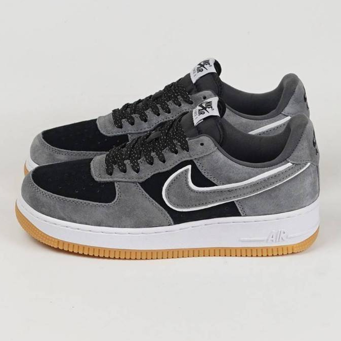 Sepatu Nike Air Force 1 Low Dark Wolf Grey Reflective Suede Abu Hitam Black Sneakers Pria Olahraga B