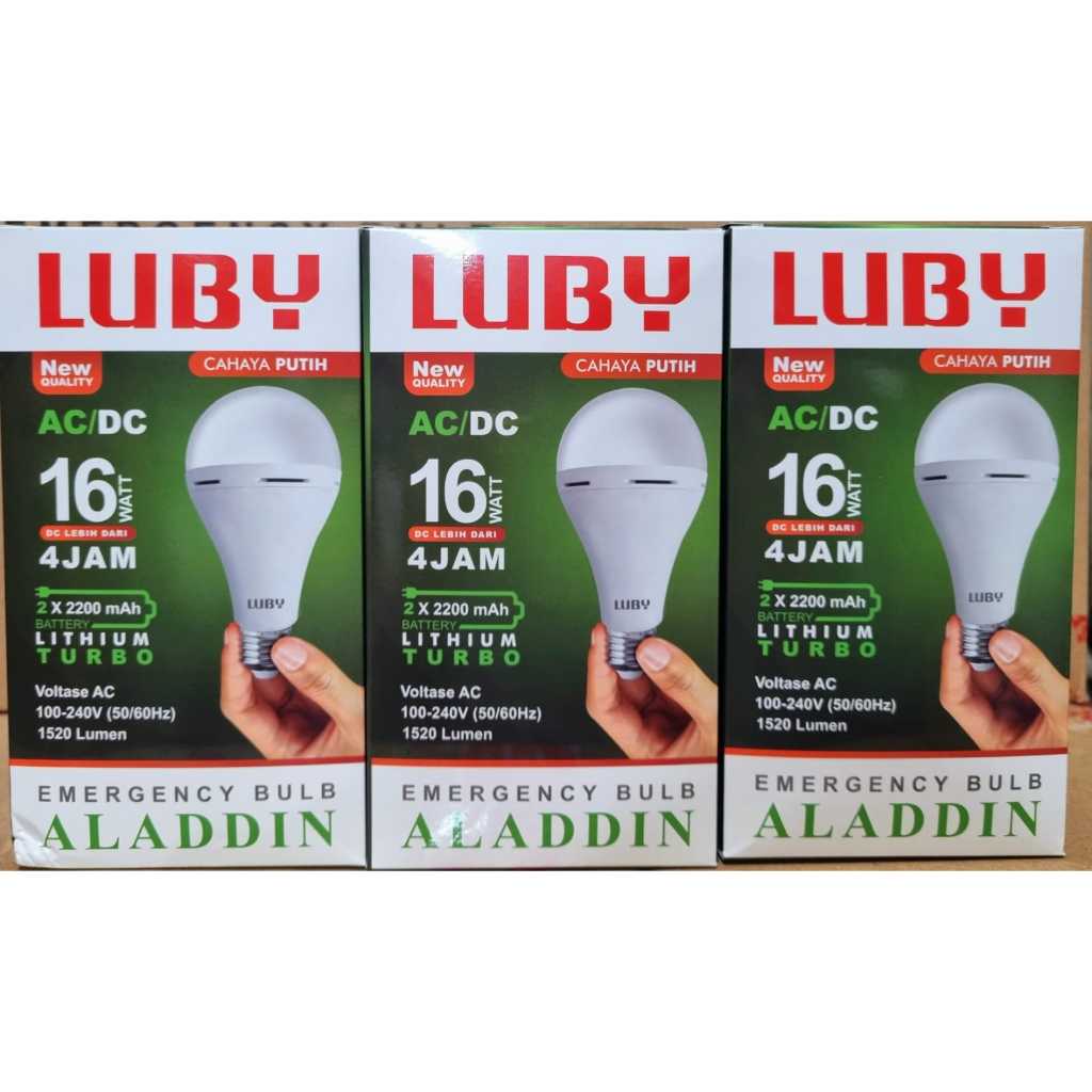 Lampu LED Emergency LUBY Aladdin 16Watt / 16W Lampu AC DC 16Watt/ 16W Cahaya Putih