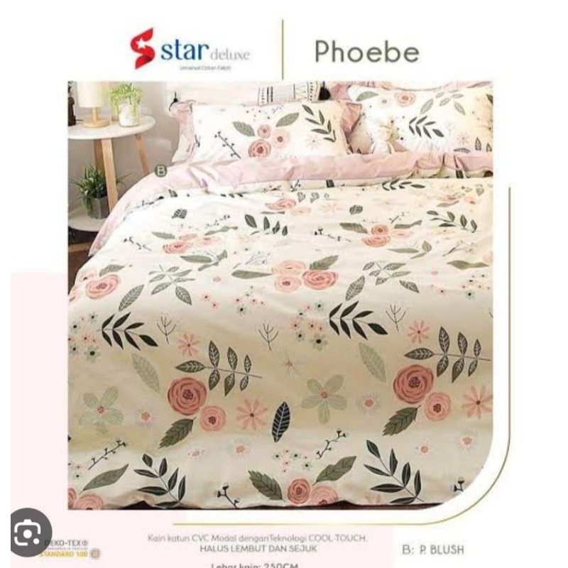Sprei Homemade / Sprei Katun Halus / Sprei Katun Lokal Premium Motif Phoebe Bunga dasar cream Merk S