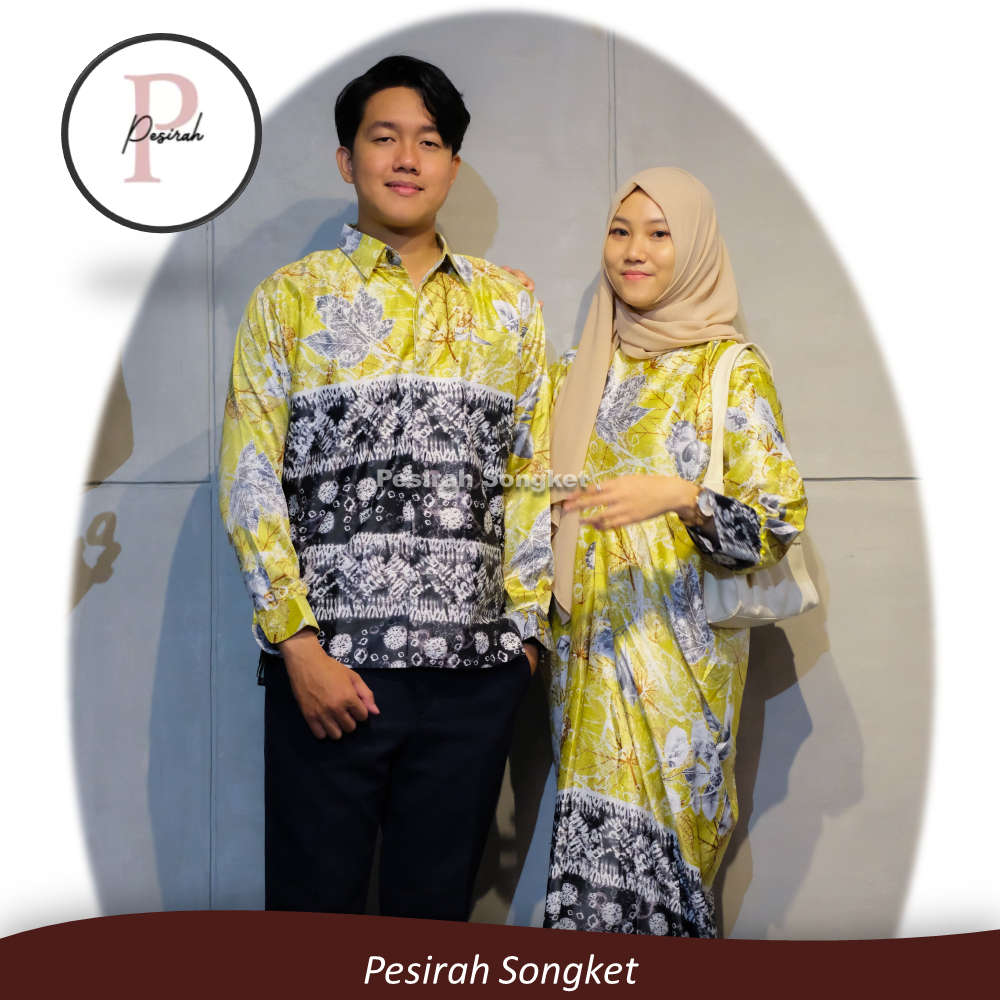 Set Couple Jumputan Akasha Motif Kuning Palembang