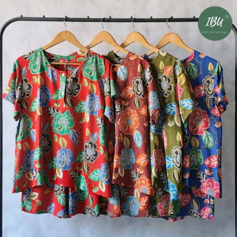 Ibu Stelan Kulot Batik Kencana Ungu Maxi 75 Kum Syantik Label Merah