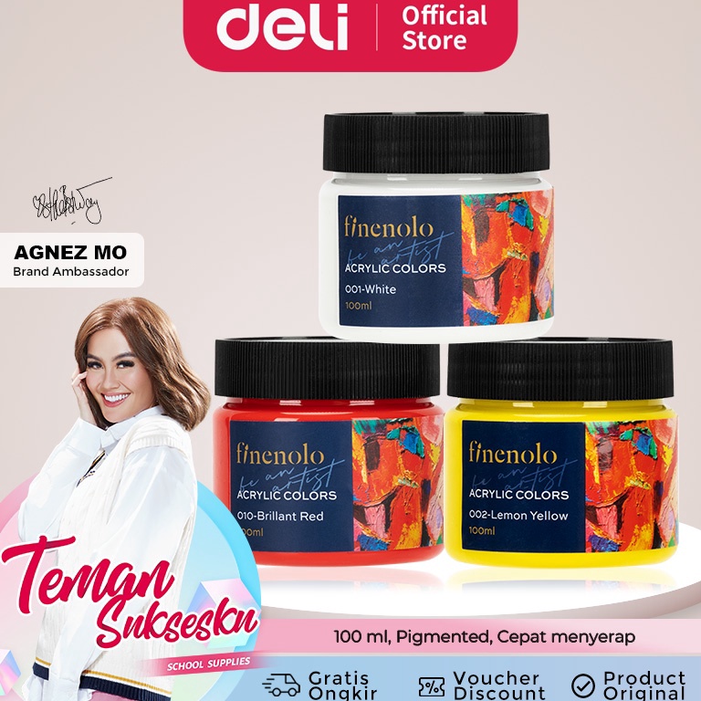 

Best Pr0duk Deli Acrylic Paint / Cat Akrilik / Cat Lukis 100ml Warna Terang EC17 New Product