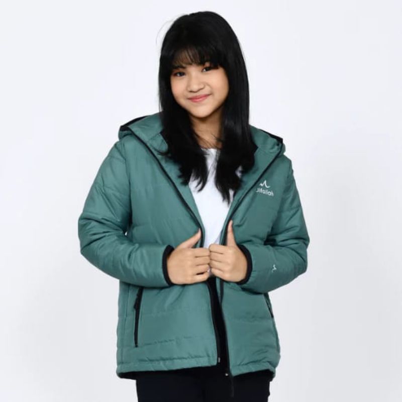 Jaket kembung anak-jaket puffer synthelic down-jaket anak musim dingin-hijau