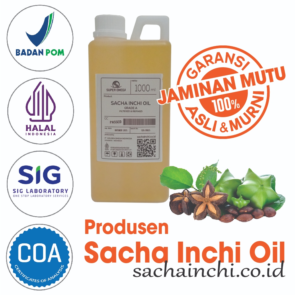 1 Liter Minyak Sacha Inchi Oil organik saca inci sacainci sanca ici BPOM 100% Murni original