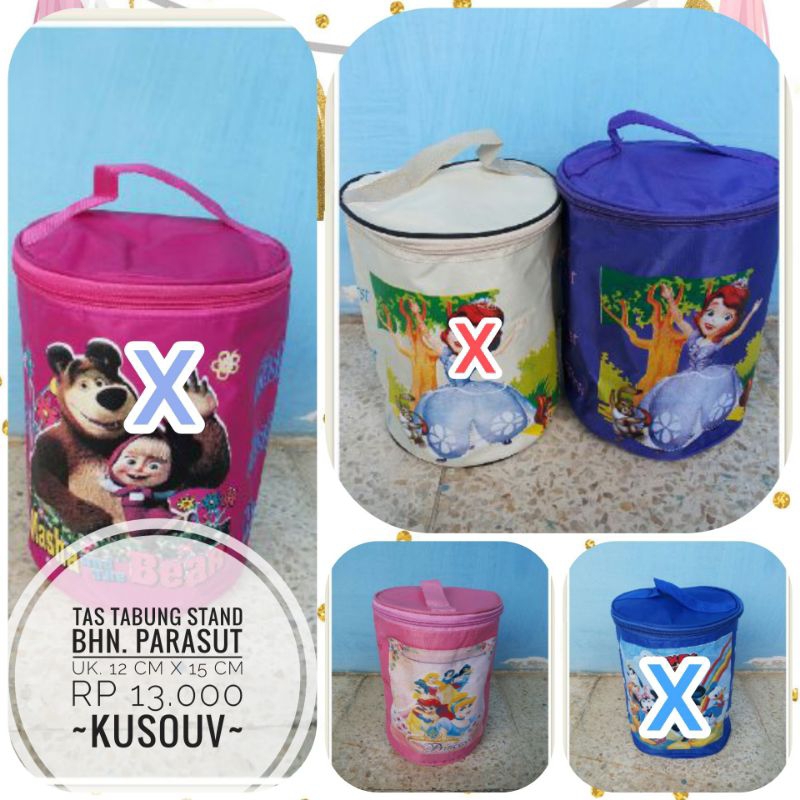 

Tas Tabung Stand/Kosmetik/Bekal/Goodie Bag/Ultah/Anak/Snack/Karakter