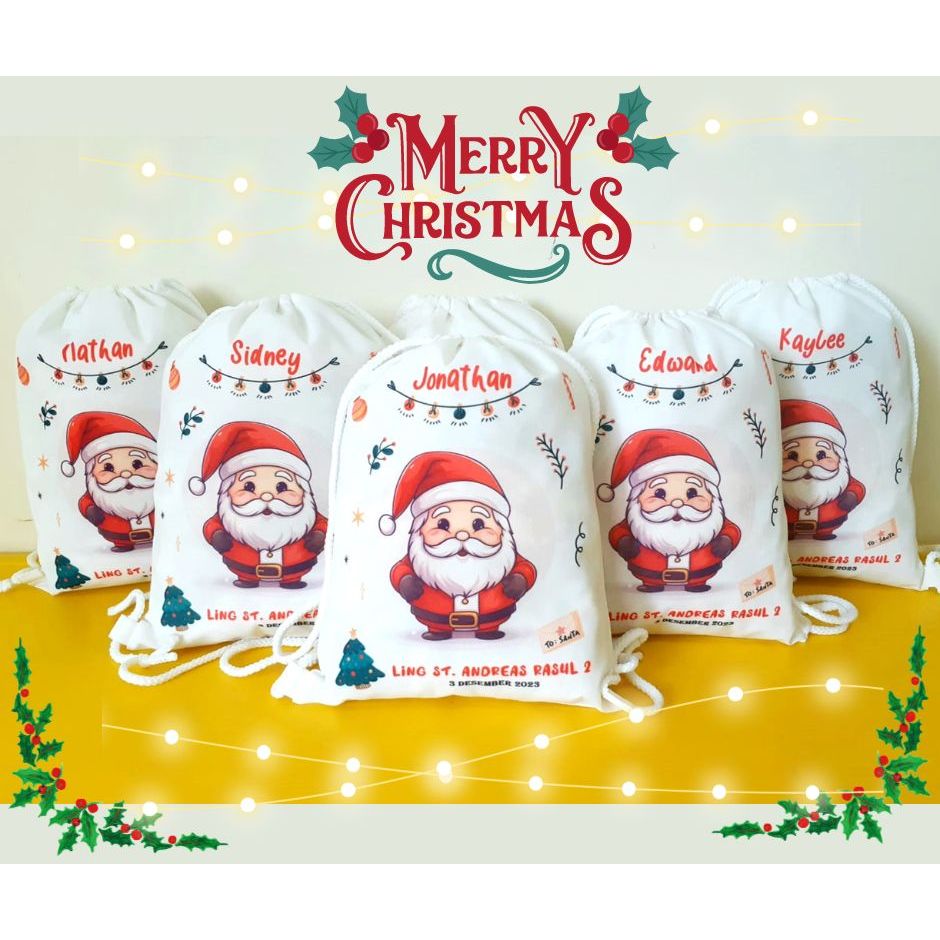 

Tas Ransel Souvenir Pouch Goodie Bag Natal Christmas New Year Paskah Easter Sekolah Minggu
