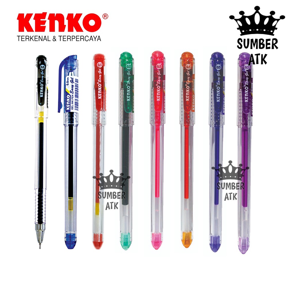 

Ready Stock.. GEL PEN Easy Gel 0.5 mm 12 PCS 1 LUSIN KENKO Pulpen Hitam , Biru , Merah , Orange , Violet , Green , Pink , Purple 84