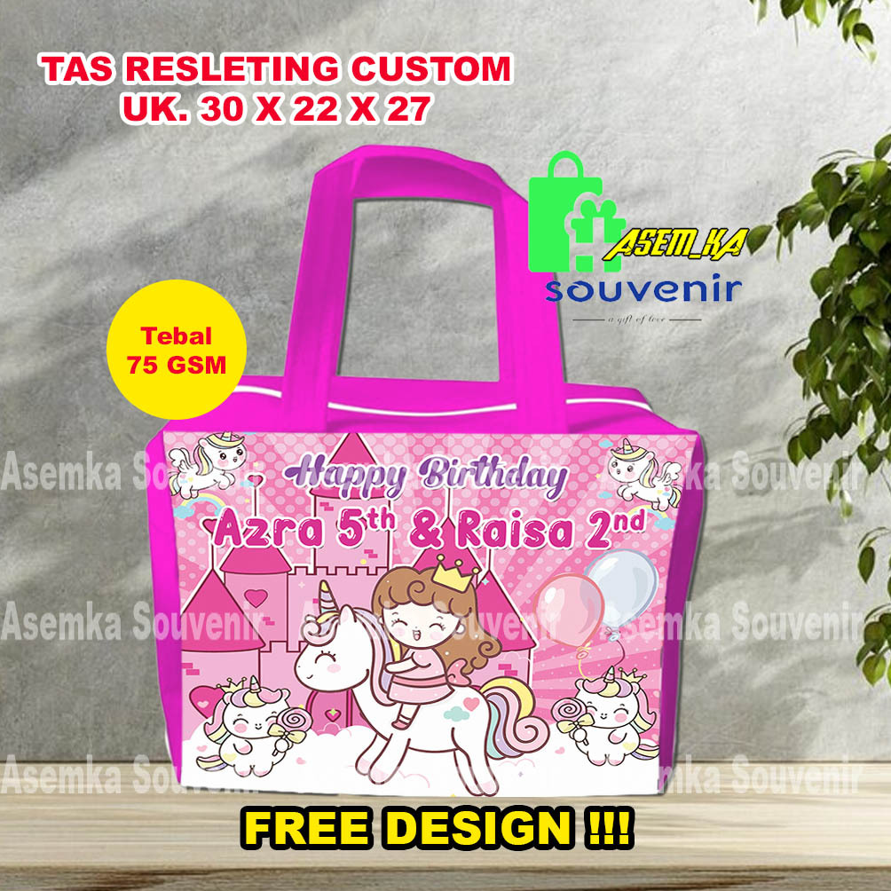 

TAS RESLETING ULTAH CUSTOM UK 30 x 22 x 27 (PxLxT) - GOODIE BAG TEBAL 75 GSM