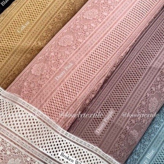 KODE IXB985 Kain Brokat Meteran / Kain Brukat Salur Ori