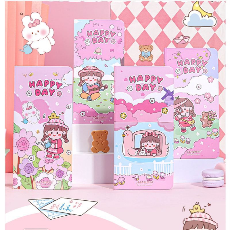 

Notebook A6 Hardcover/ Travel Book Planer Diy Jurnal Cute Aesthetic motif kawai