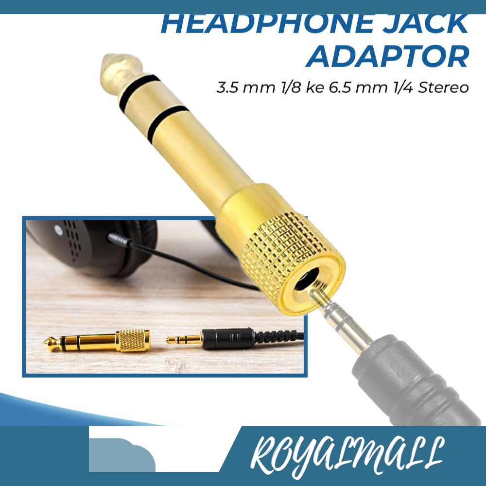 Headphone Jack Adaptor 3.5 mm 1/8 ke 6.5 mm 1/4 Stereo / Jack Adaptor Adapter Converter Sambungan St