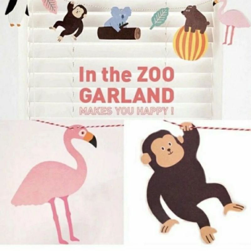 Banner hewan kebun binatang | zoo animal garland | bunting flag hewan bunting flag animal in the zoo