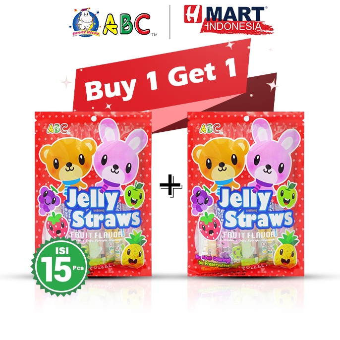 

[❂I31$] ABC Jelly Straws Assorted - Jeli Buah-buahan 300g Isi 15pcs Product Impor