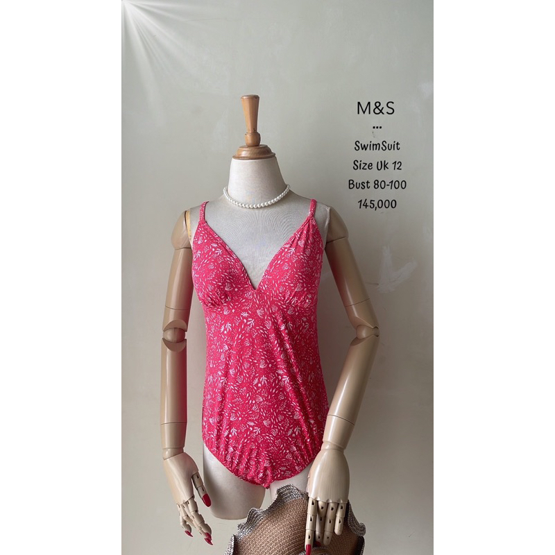 Swimsuit baju renang wanita cewek marks and spencer original premium merah keren seksi preloved mura