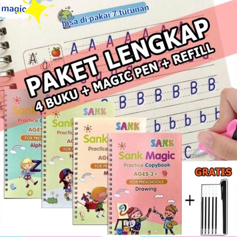 

[☁E75<] Buku Sank Book Magic Sank Magic book 1 Set isi 4 Buku + pulpen Diskon