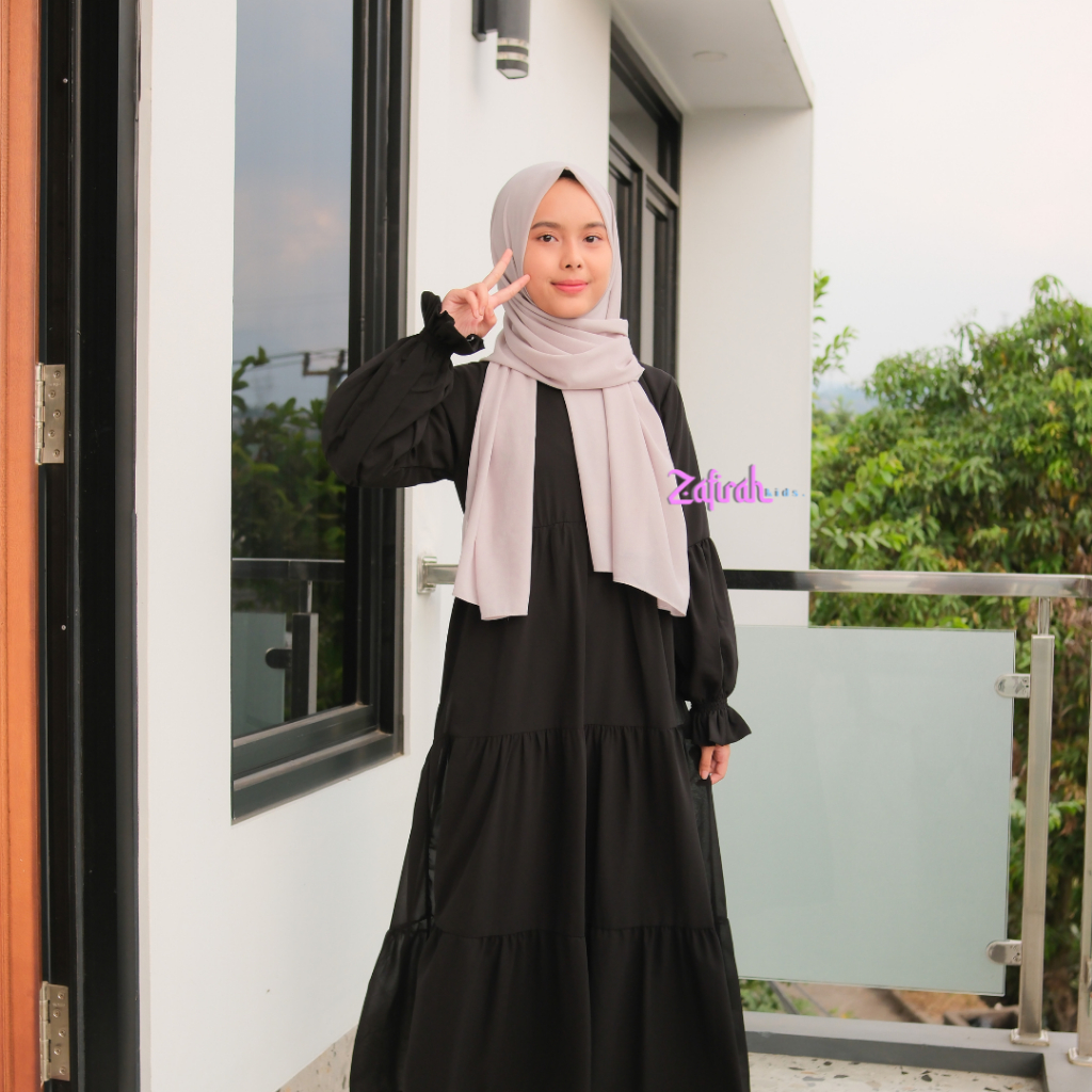 Gamis Anak Perempuan Warna Hitam - Aishwa Dress Series By Zafirah Kids