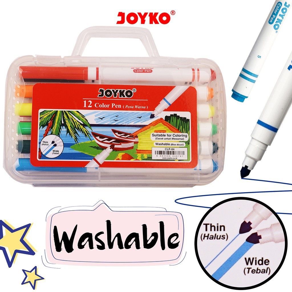 

Joyko Spidol Warna/Color Pen Washable CLP-04 (12 Warna)