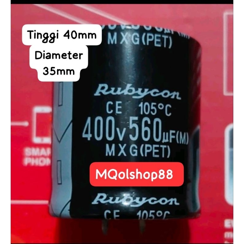 400v 560uf elco Eko kapasitor RUBYCON 400v/560uf