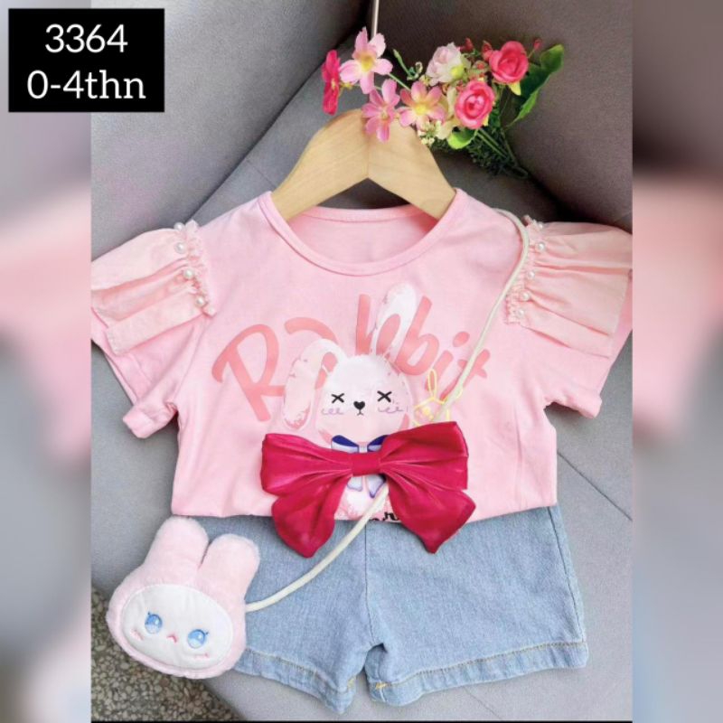 setelan anak perempuan import free tas boneka