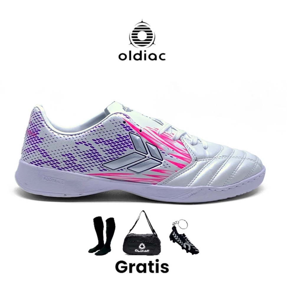 TREN TERBARU oldiac Sepatu futsal phoenix putih purplepink white olahraga indoor in outdoor