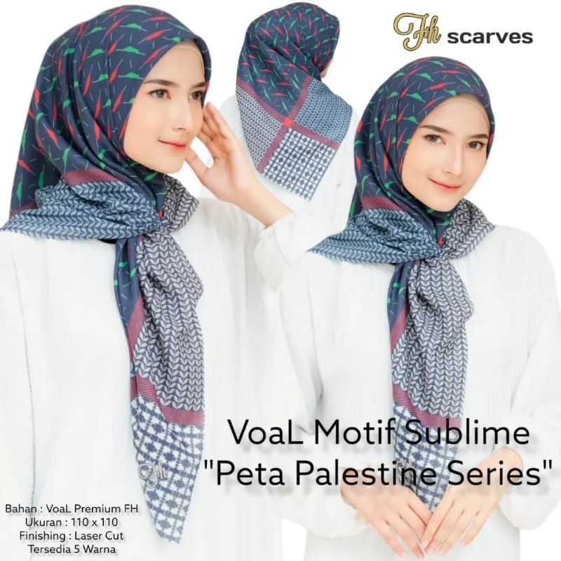 voal Premium peta Palestina bahan poly voal
