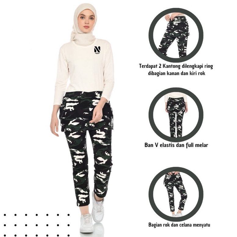 HARGA TERMURAAH NANO ||| Celana Rok Kantong Senam Army/Celana olahraga wanita/Celana Rok Senam Army 