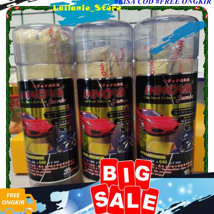 Premium.. Kanebo Mobil Original 100% Jumbo Chamois Aion Canebo Innova 66x43 Tebal Kain Lap Mobil Lem