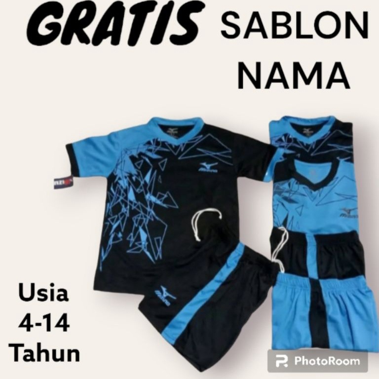 TERBAIK FREE Sablon nama baju futsal,volly anak SD/SMP stelan anak nyaman