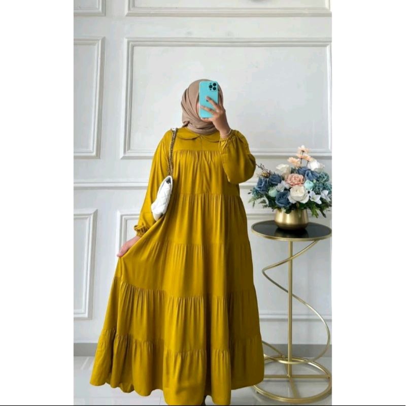 Jasmin Gamis Polos Katun Twill// Dress Menyusui Busana Muslim//Fashion korean style  Baju Lebaran Ke