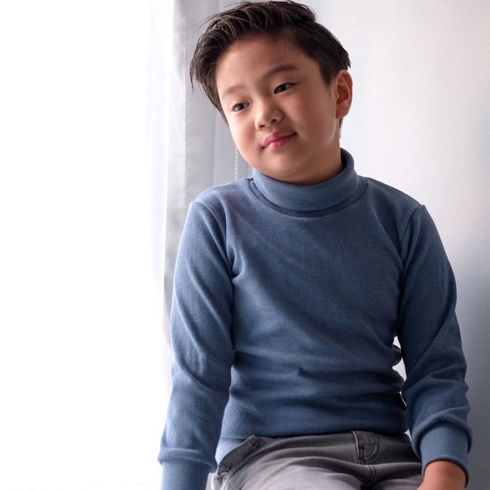 Chekout.. Kaos turtleneck anak laki laki dan perempuan lengan panjang/Kaos rib ( TEBAL ) kerah tingg