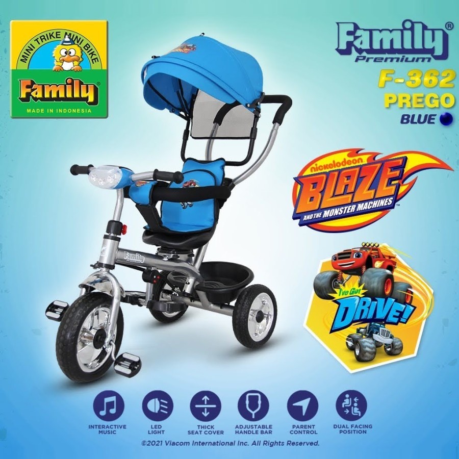 Sepeda roda tiga tricycle family anak stroller baby 1-4 tahun family musik dan lampu jok bisa di put