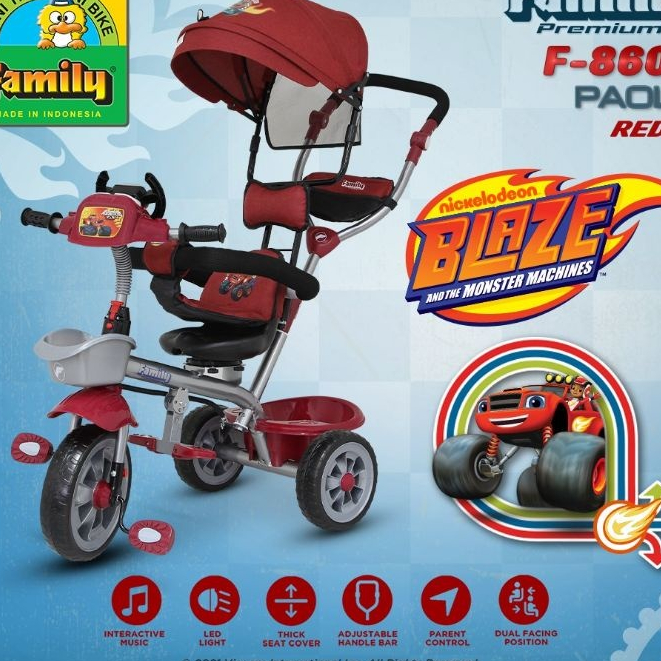 Sepeda roda tiga family tricycle anak usia 1-4 tahun musik dan dorongan kanopy bangku empuk bisa di 