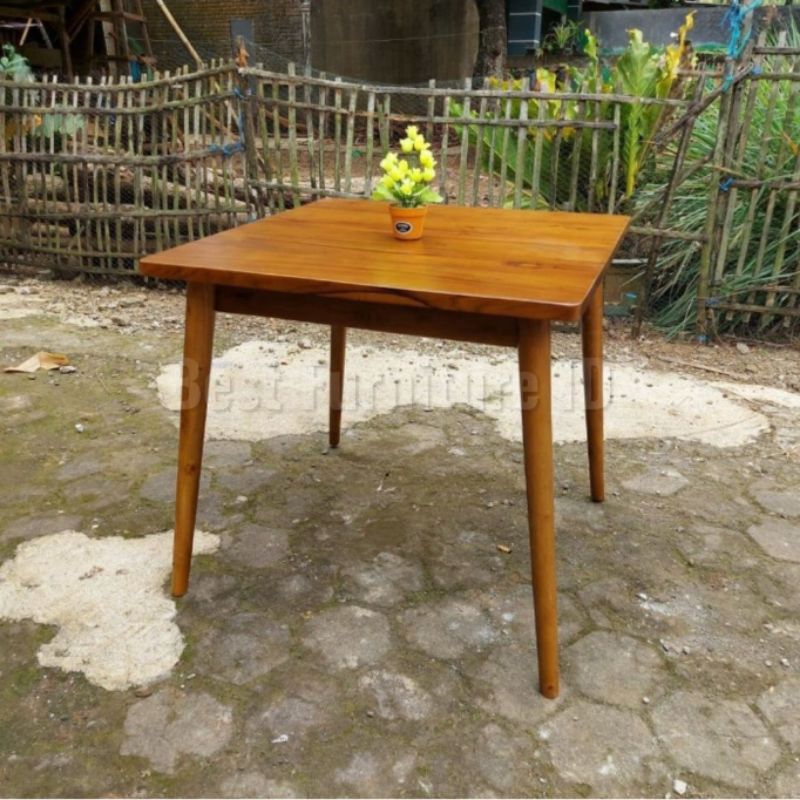 Meja Makan 80x80 cm Selly Kayu Jati - Meja Makan Cafe untuk 2 Kursi