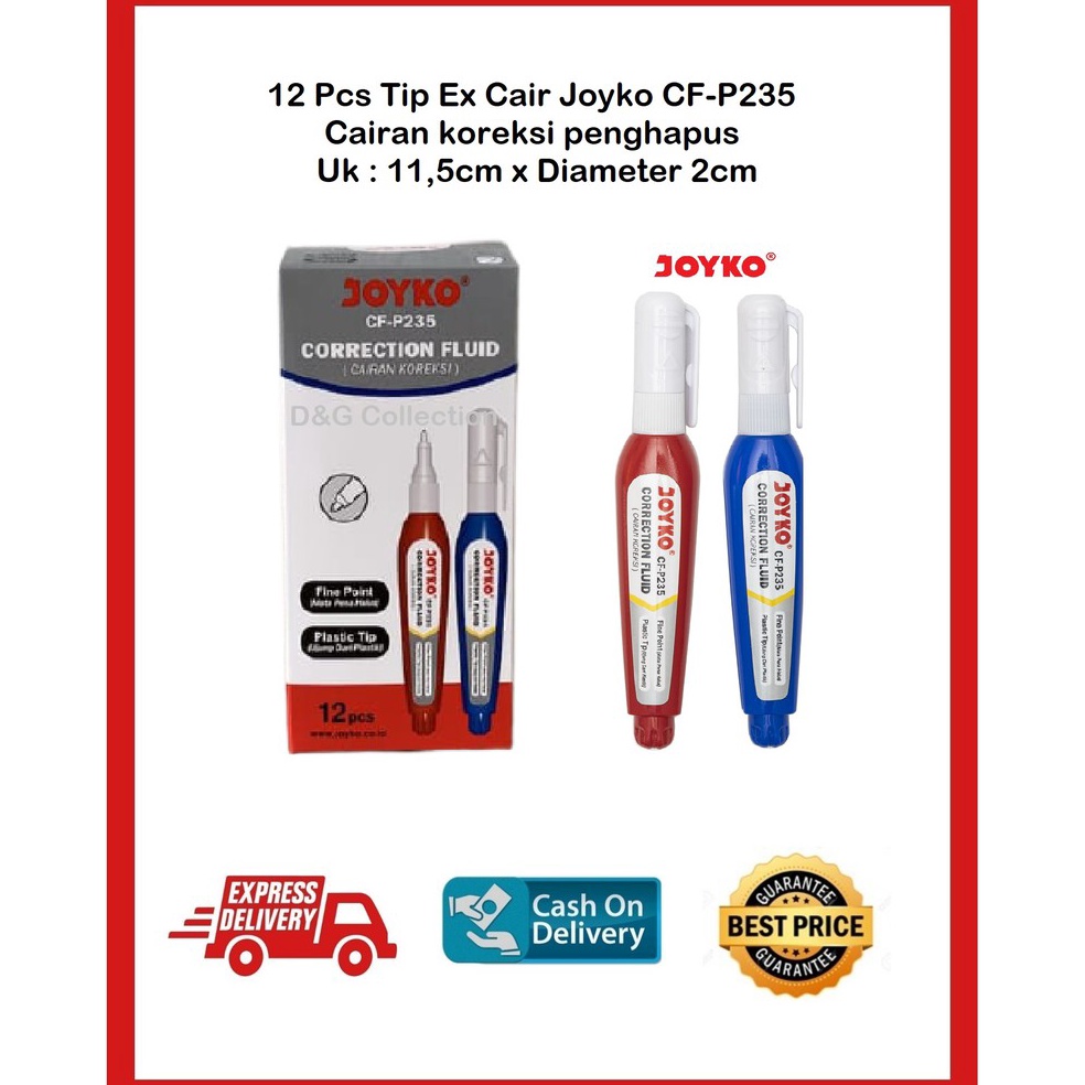 

PLH 12 PCS TIPEX CAIR JOYKO CF-P235 / TIP X CAIRAN KOREKSI JOYKO CF-P235 GROSIR Promo