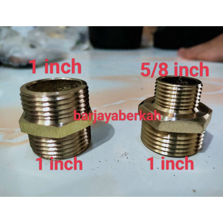 [✦T6<] Dobel nepel 1 x 3/4 double nipple 1 x 5/8 dan 1 x 1/2 dobel nepel kuningan 1inch x 1inch Dija