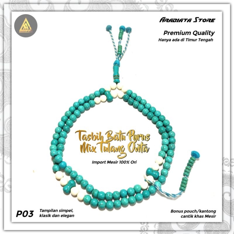 Tasbih Mesir Pirus Pyrus mix Tulang Onta Asli