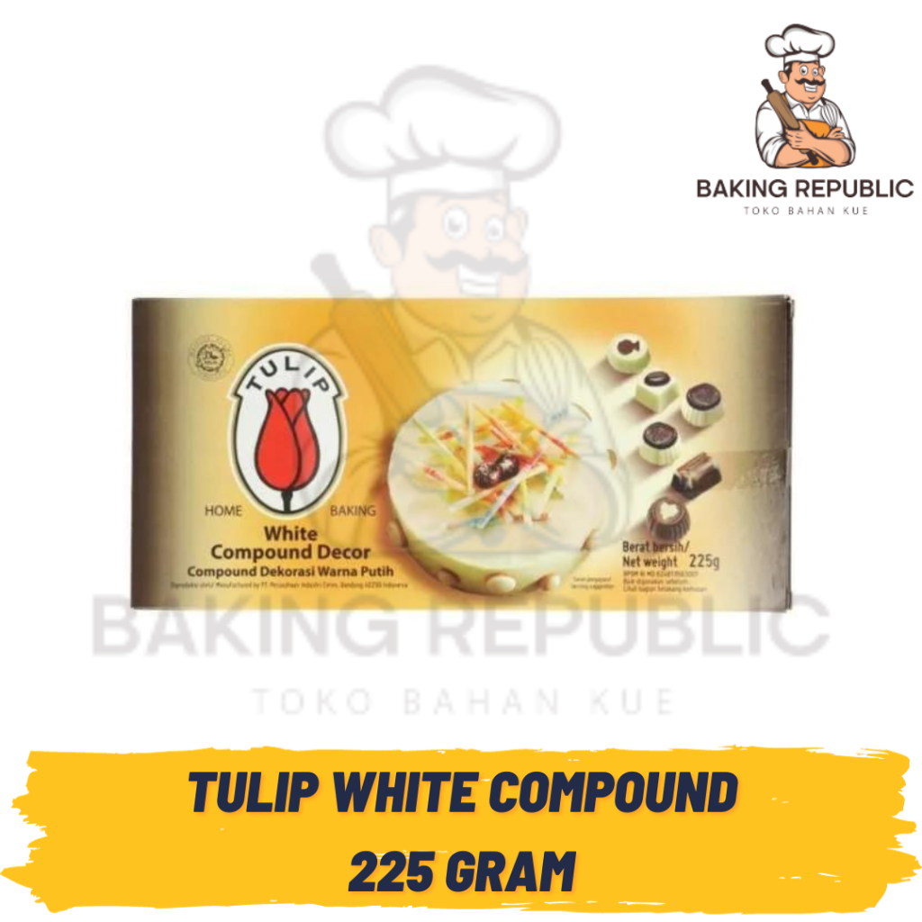 

TULIP COMPOUND WHITE | 225 GRAM | TULIP WHITE COMPOUND | COKLAT BATANG PUTIH