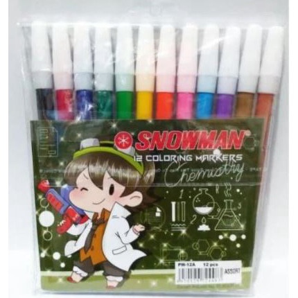 

[COD HW63] SPIDOL KECIL SNOWMAN 12 WARNA COLOURING PEN PW-12A dcro8
