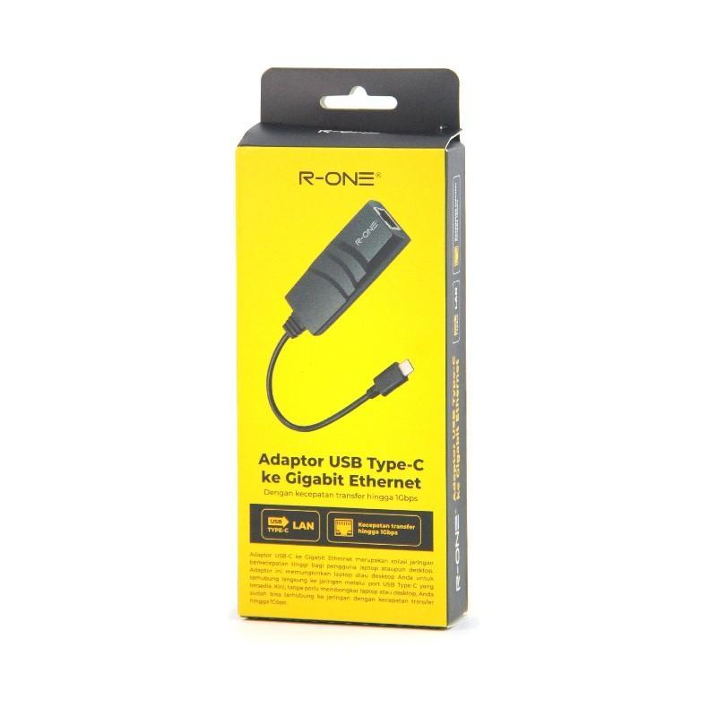 CONVERTER USB TYPE C TO LAN RJ45 / R-ONE USB TYPE-C ETHERNET ADAPTER / KONEKTOR KABEL LAN DARI TYPEC