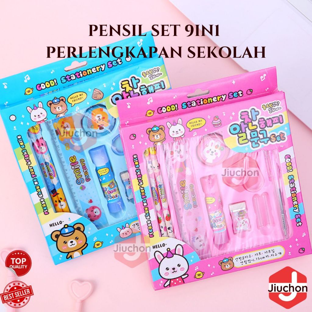 

JIUCHON PAKET ALAT TULIS SET 9IN1 STATIONERY SET STUDY SET ANAK KARAKTER SET ALAT TULIS ANAK TK