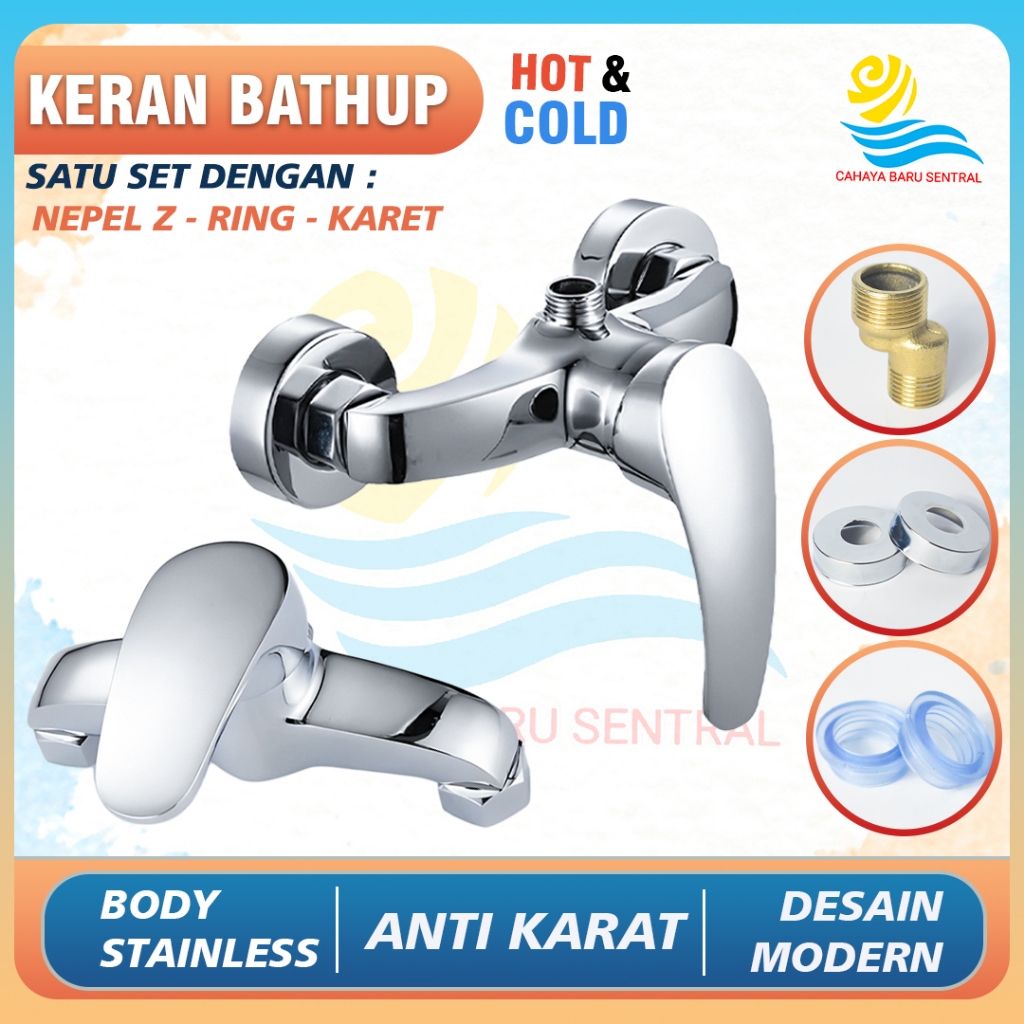 KRAN SHOWER KERAN MIXER BATHUB KAMAR MANDI TOILET AIR PANAS DINGIN - KERAN BATHTUB 2 CABANG TANAM