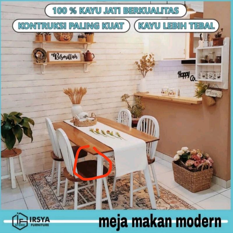 Meja Makan Kayu Jati 2 Kursi Meja Jati 80x80cm