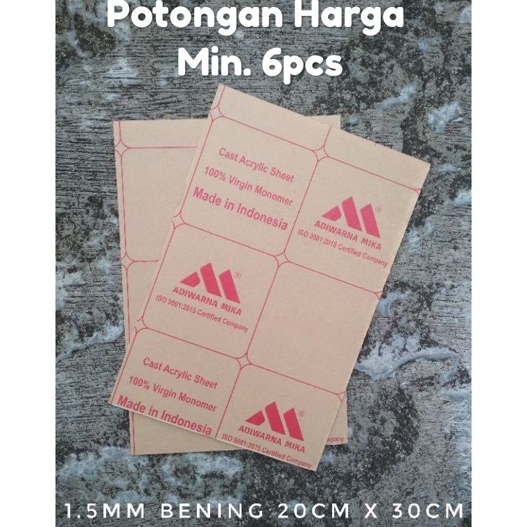 

[HGI63] Akrilik Lembaran Bening Tebal 1.5mm (20cm x 30cm) 92