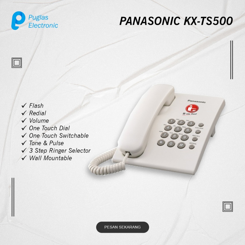 Pesawat Telepon Panasonic KX-TS500 Telepon Rumah Kantor Indihome - PTH
