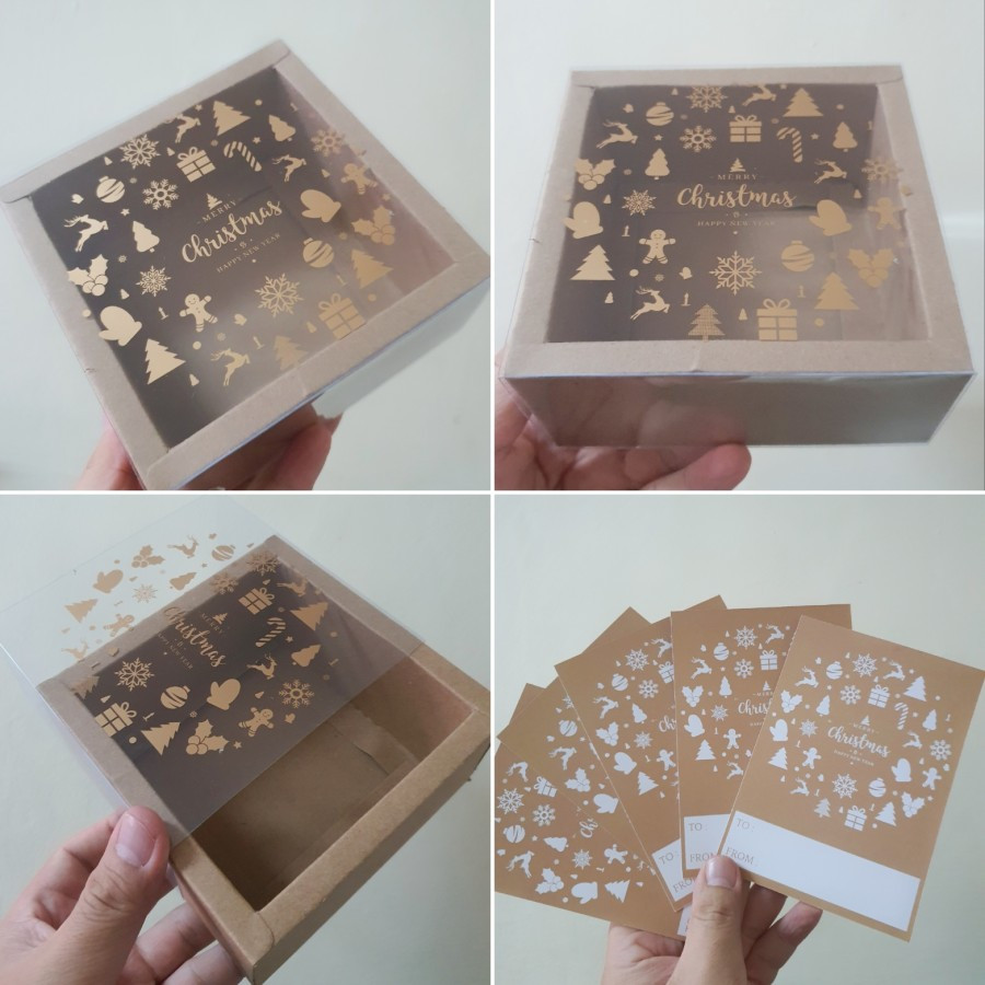 

(5 pcs) kardus lapis legit box kue bolu surabaya dus brownies mini hantaran natal merry christmas xmas ukuran 11x11x6cm