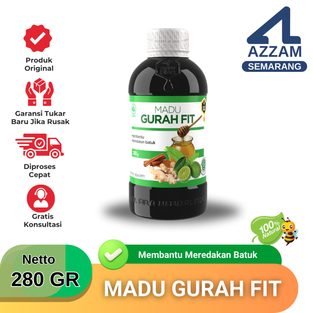 Madu GURAH FIT 280 gram - GURAHFIT Original Obat Batuk Berdahak Kering Sesak Radang Tenggorokan