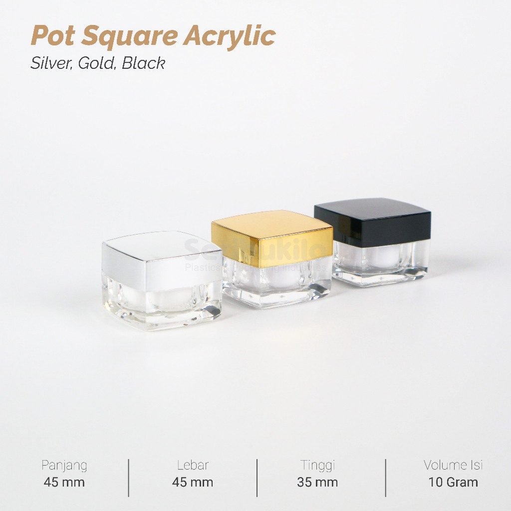 Pot Cream 10 gr /Pot Acrylic  Square 10 gr / Pot Square Acrylic 10 gr / Pot Cream Kotak 10 gr Gold S