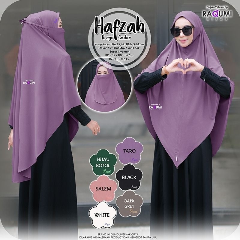 HAFZAH RAQUMI HIJAB SYARI BERGO SYARI JILBAB SYARI sabrina kunyit septa  darkgrey lamia krem marline