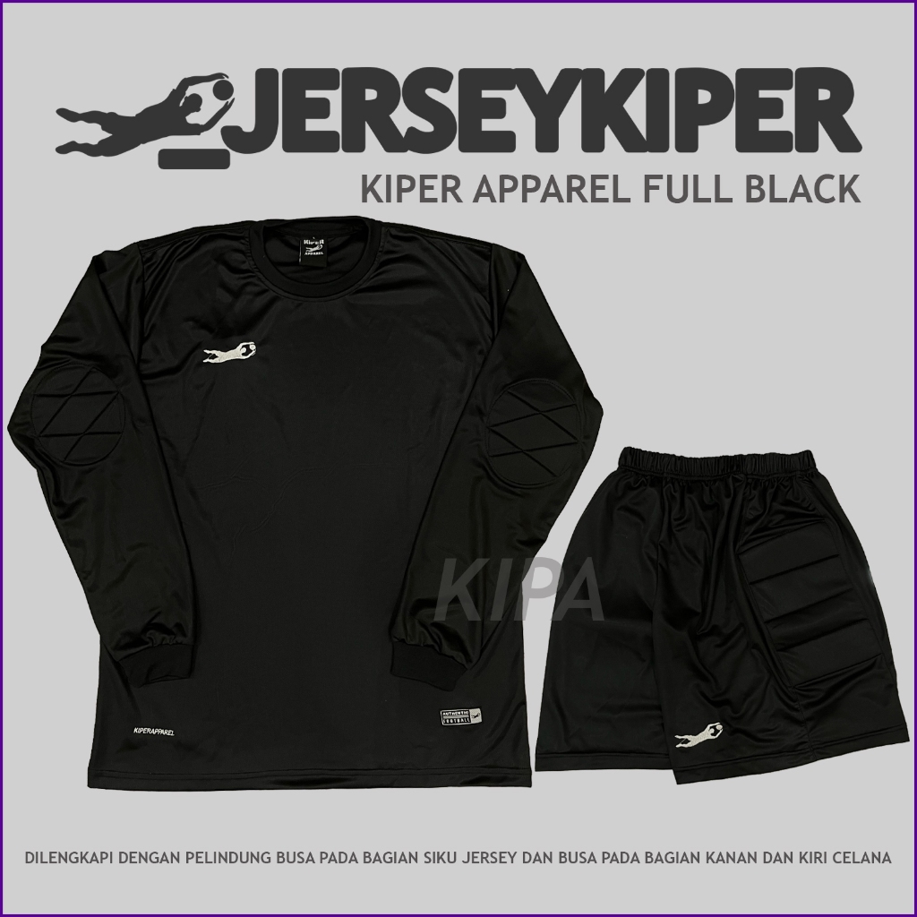 Jersey Kiper / Baju Kiper Apparel Full Black Full Busa SATU STEL