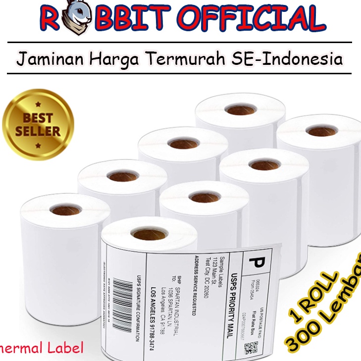 

[KODE RZ9ER] LABEL THERMAL 78 x 100 KES STICKER BARCODE 78x100mm Isi 300 PCS
